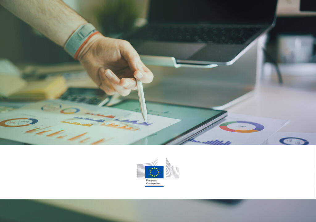 A person is holding a pencil and pointing at a graph. In the background, you see a laptop, a calculator and a tablet, representing an office setting. A white banner with the logo of the European Commission (EC) is placed over the image. The image represents a policy monitor article about an EC publication. 

Een persoon houdt een potlood vast en wijst naar een grafiek. Op de achtergrond zie je een laptop, een rekenmachine en een tablet, die een kantooromgeving voorstellen. Een witte banner met het logo van de Europese Commissie (EC) is over de afbeelding geplaatst. De afbeelding stelt een beleidsmonitor artikel voor over een publicatie van de EC.