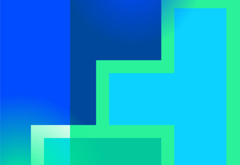 Abstracte afbeelding van blokken/traptreden die het thema AI-geletterdheid en- maturiteit symboliseren.