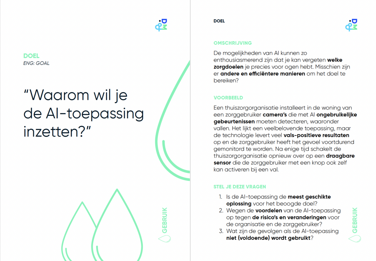 AI Blind Spots gezondheidszorg workshop kaart met beschrijving over waarom je een AI-toepassing/oplossing zou inzetten.